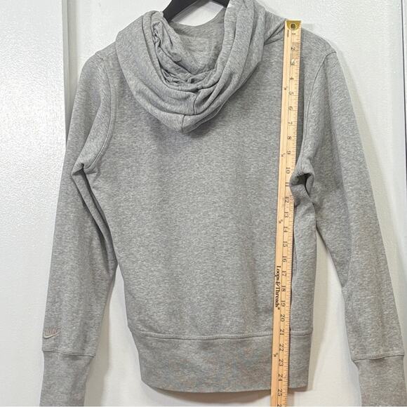 Nike Heather Gray‎ Hoodie Women’s Medium Pullover Sweatshirt Logo Flaws - Picture 4 of 8